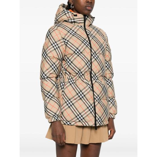 26FW 버버리 체크 나일론 후드 푸퍼 자켓 8110240 KESWICK B9368 BEIGE - BURBERRY