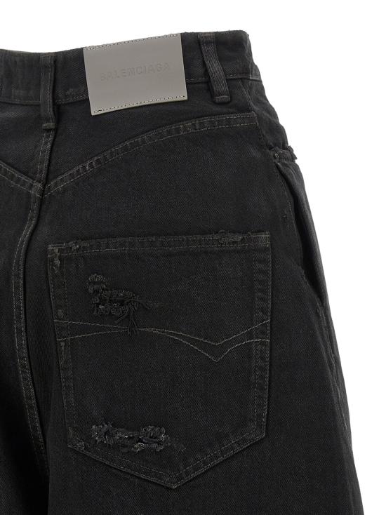  발렌시아가 하이 웨이스트 배럴 트위스트 심 팬츠 LDA0095FTBP478975 BLACK - BALENCIAGA