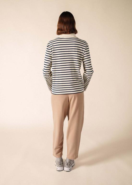  세인트제임스 긴팔 티셔츠 Saint James Usa Leran Breton 셔츠 Ecru/네이비 - SAINT JAMES