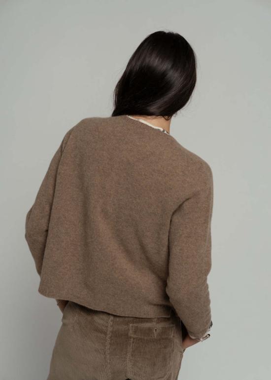  파드칼레 가디건 고급 울 크루넥  브라운 - PAS DE CALAIS
