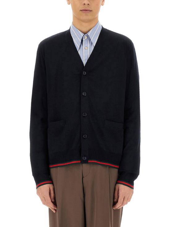 구찌 웹 브이넥 울 가디건 814529 XKEJV4060 BLACK - GUCCI