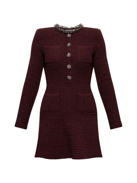 26FW 셀프 포트레이트 숏 원피스 SC26 152S BU BURGUNDY BORDEAUX