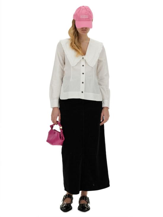  가니 코튼 포플린 브이넥 셔츠 F5778 151 WHITE - GANNI