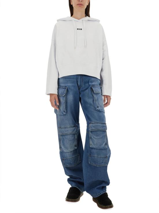  엠에스지엠 마이크로 로고 크롭 후드 티셔츠 2000MDM509 20000101 WHITE - MSGM