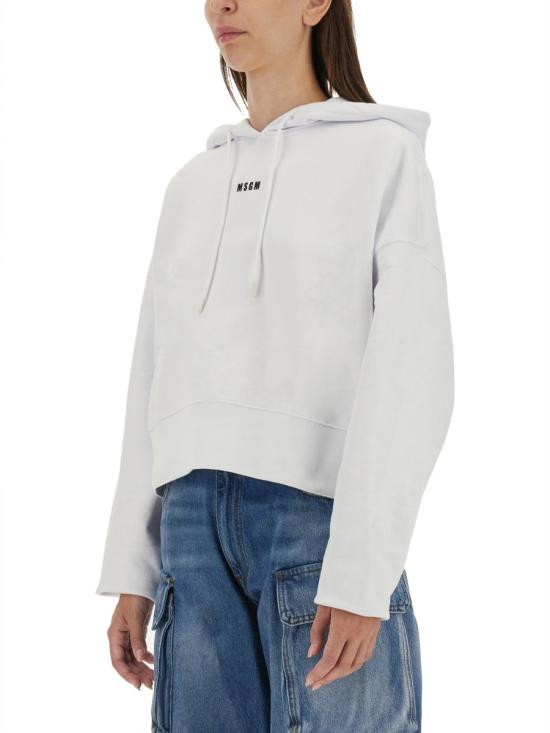  엠에스지엠 마이크로 로고 크롭 후드 티셔츠 2000MDM509 20000101 WHITE - MSGM