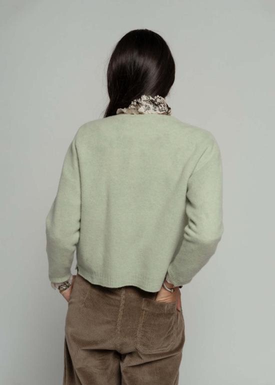  파드칼레 가디건 고급 울 크루넥  로즈메리 - PAS DE CALAIS