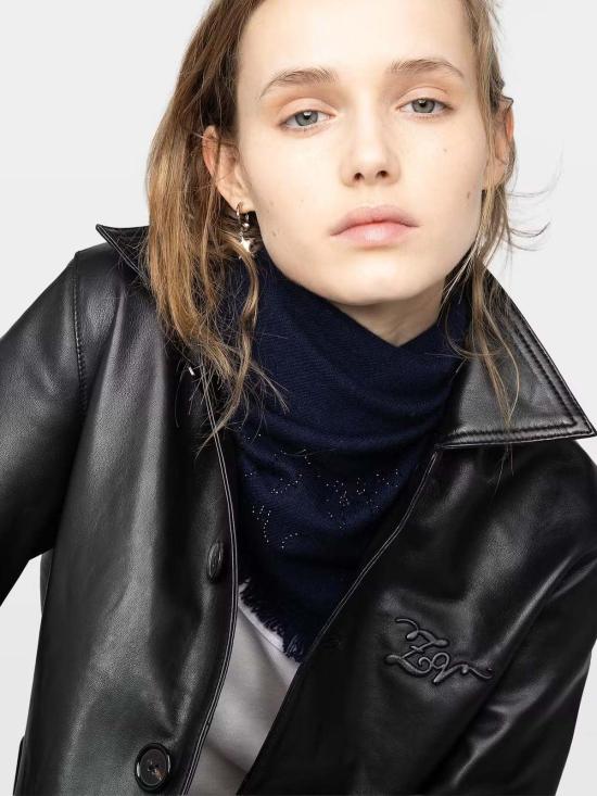  자딕앤볼테르 머플러/스카프 Zadig & Voltaire 미니 Stevie Strass 웨스턴 스카프 사일런트 - ZADIG & VOLTAIRE