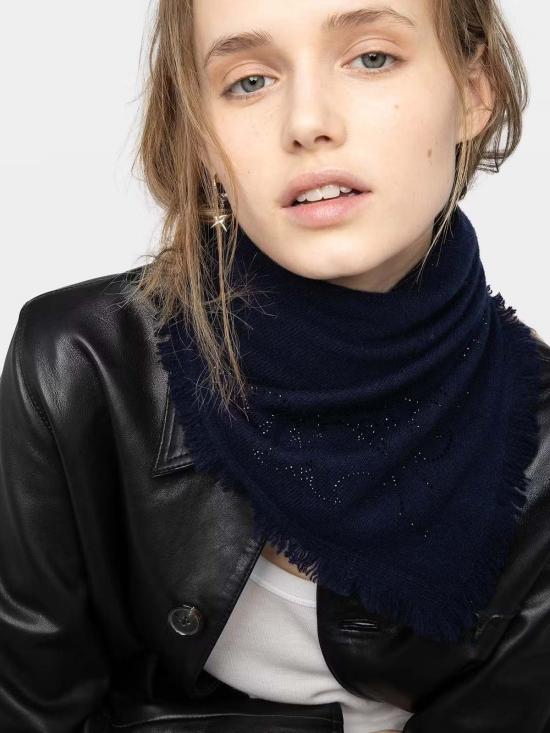  자딕앤볼테르 머플러/스카프 Zadig & Voltaire 미니 Stevie Strass 웨스턴 스카프 사일런트 - ZADIG & VOLTAIRE