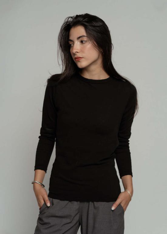  파드칼레 스웨터 울 저지 립믹스 크루넥 탑 블랙 - PAS DE CALAIS