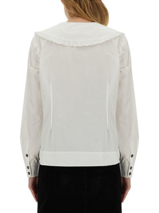  가니 코튼 포플린 브이넥 셔츠 F5778 151 WHITE