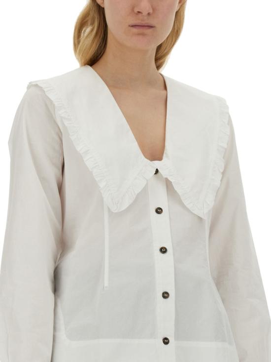  가니 코튼 포플린 브이넥 셔츠 F5778 151 WHITE - GANNI