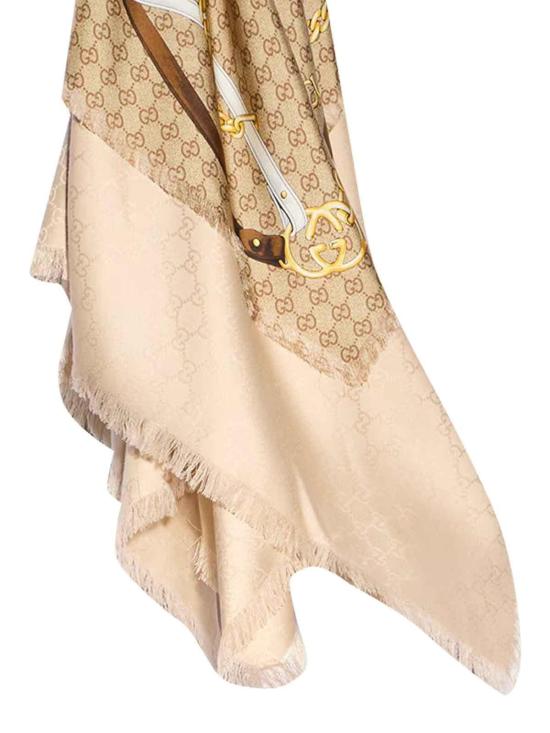 26FW 구찌 GG 울 실크 자카드 케이프 8737483GAQ19965 BEIGE - GUCCI