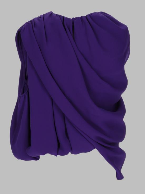 26FW 발렌시아가 여성 실크 캐디 케이프 탑 A002BX TUN145210 PURPLE - BALENCIAGA