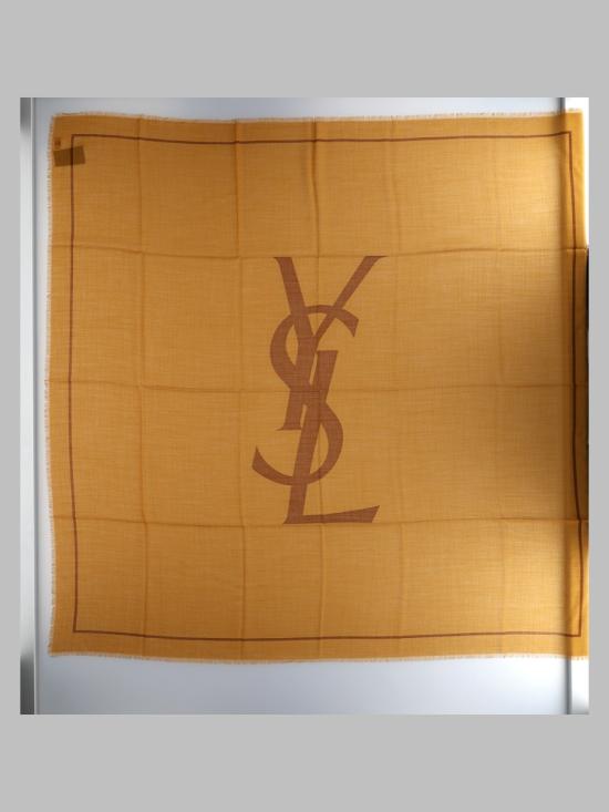 26FW 생로랑 로고 프린트 프레이드 울 스카프 A002CB 3Y2007764 BROWN