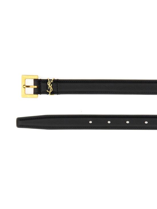 26FW 생로랑 카산드라 씬 스퀘어 버클 벨트 554465 BOO0W1000 BLACK - SAINT LAURENT