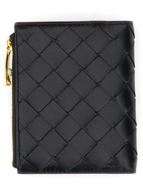 26FW 보테가베네타 인트레치아토 스몰 바이폴드 월렛 742330 VCPP38425 BLACK - BOTTEGA VENETA