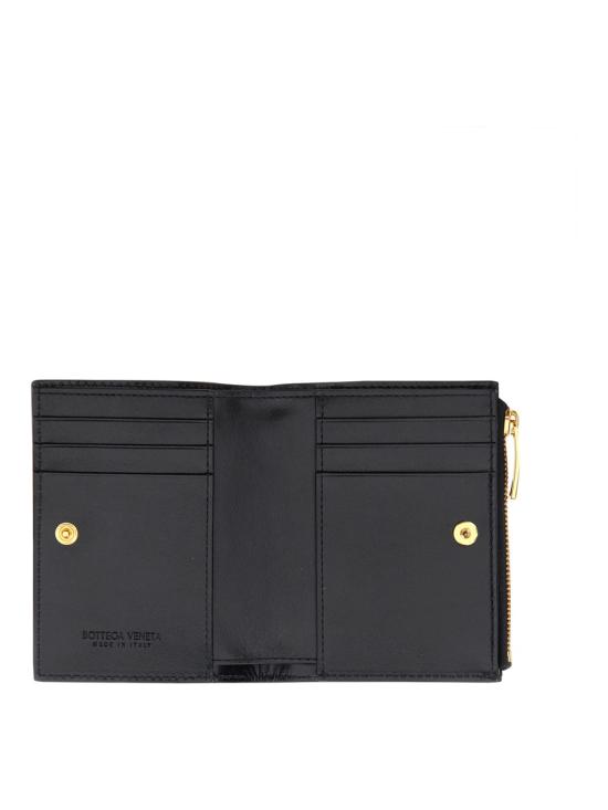 26FW 보테가베네타 인트레치아토 스몰 바이폴드 월렛 742330 VCPP38425 BLACK - BOTTEGA VENETA