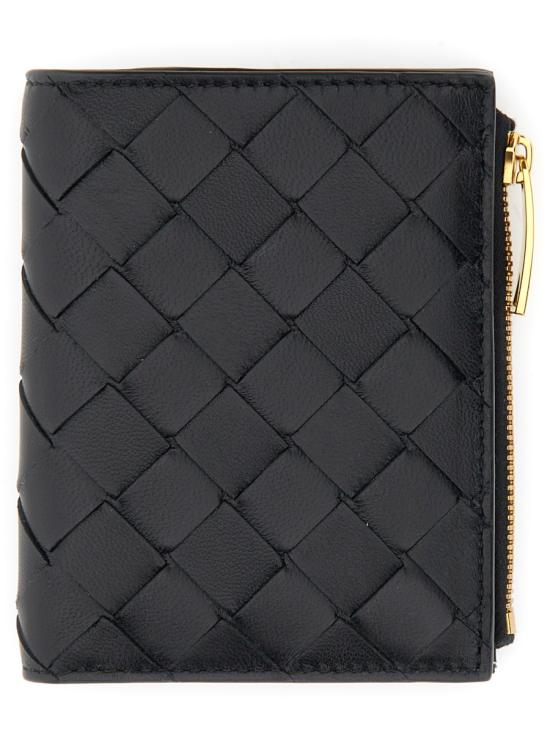 26FW 보테가베네타 인트레치아토 스몰 바이폴드 월렛 742330 VCPP38425 BLACK - BOTTEGA VENETA
