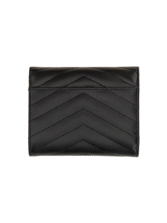26FW 생로랑 텍스처드 퀼티드 레더 컴팩트 3단 모노그램 지갑 403943 BOW011000 BLACK - SAINT LAURENT