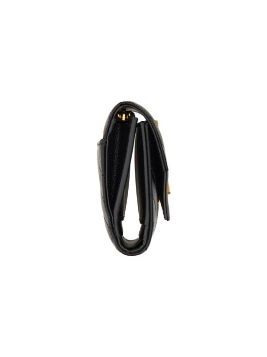 26FW 생로랑 텍스처드 퀼티드 레더 컴팩트 3단 모노그램 지갑 403943 BOW011000 BLACK - SAINT LAURENT
