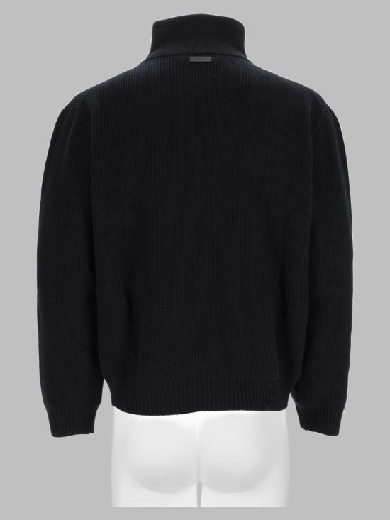 26FW 생로랑 골지 하프 집업 니트 스웨터 873709 Y77LS1000 BLACK - SAINT LAURENT