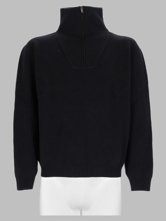 26FW 생로랑 골지 하프 집업 니트 스웨터 873709 Y77LS1000 BLACK