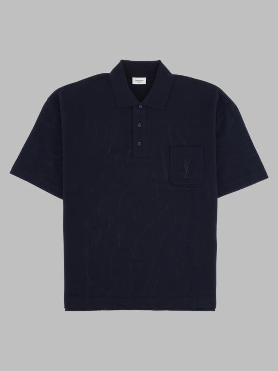 26FW 생로랑 카산드라 코튼 피케 폴로 셔츠 862765 Y38FL4035 BLUE