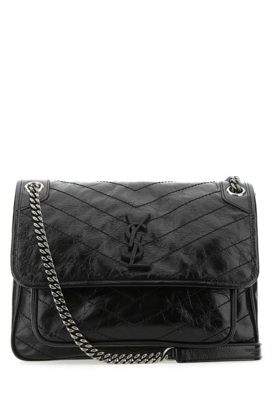 26FW 생로랑 크링클 빈티지 레더 미디움백 633158 0EN041000 BLACK