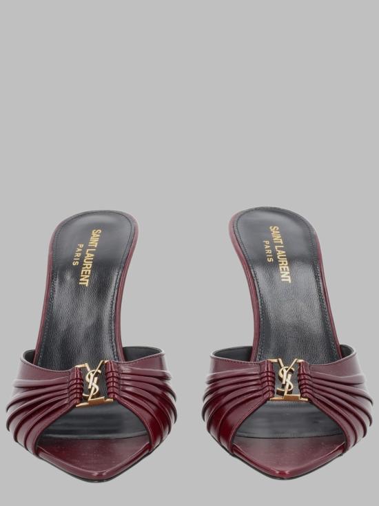 26FW 생로랑 바빌론 개더드 뮬 799606 AAEHF6629 BORDEAUX