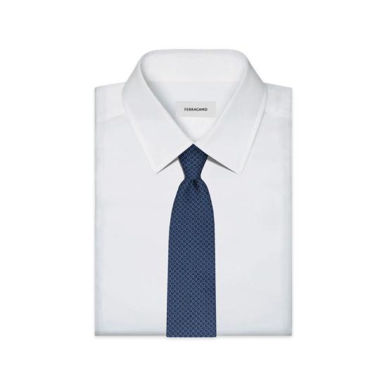 26FW 살바토레 페라가모 넥타이 351431 0794462 BLUME BLUE - SALVATORE FERRAGAMO