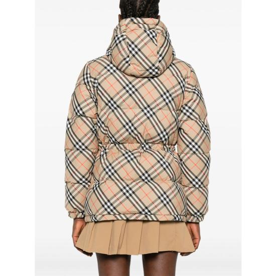 26FW 버버리 체크 나일론 후드 푸퍼 자켓 8110240 KESWICK B9368 BEIGE - BURBERRY