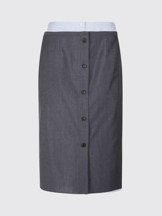 26FW 프라다 더블 레이어 미디 스커트 P169ISOOO6106 F0480 Grey