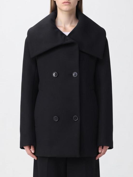 26FW 발렌시아가 하이 칼라 피코트 A009LRTW817 1000 Black