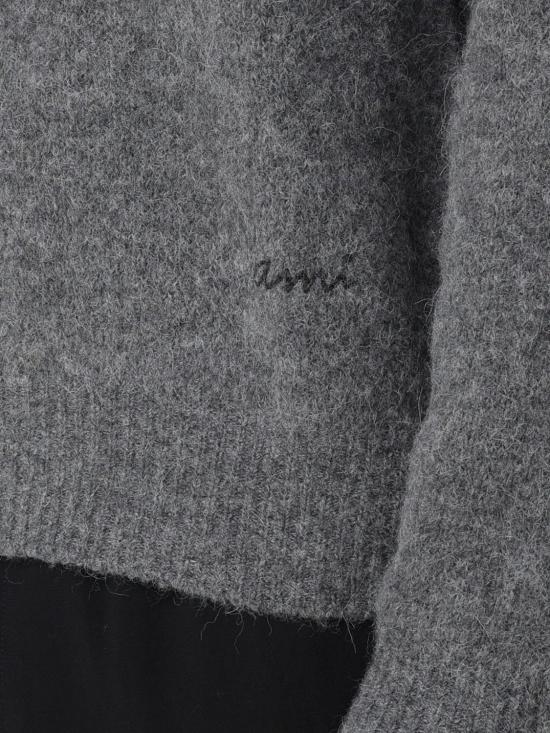 26FW 아미 알파카 아미 롱 슬리브 폴로 스웨터 HPL405KN0021 A189 Grey - AMI