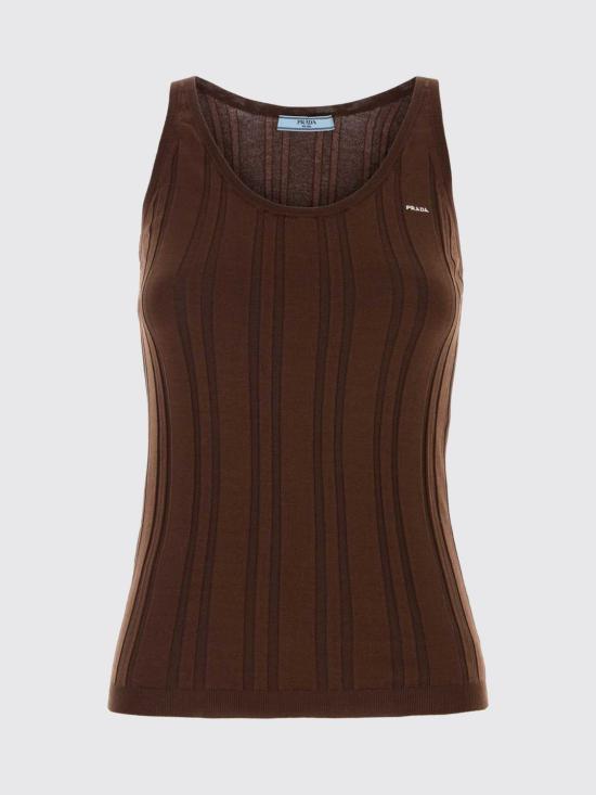 26FW 프라다 리브드 니트 코튼 탱크 탑 P29C31SOOO17WK F0005 Tobacco