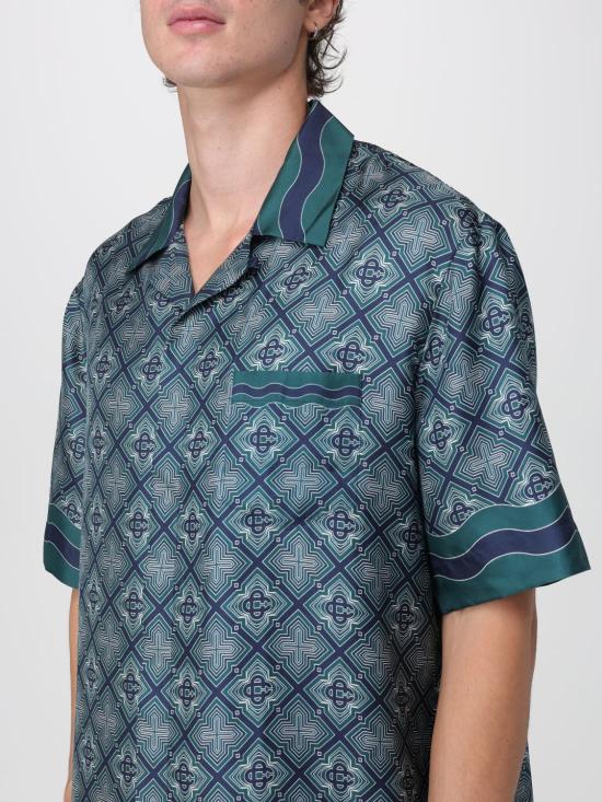 26FW 카사블랑카 반팔 셔츠 MPF26SH003 08 Green - CASABLANCA