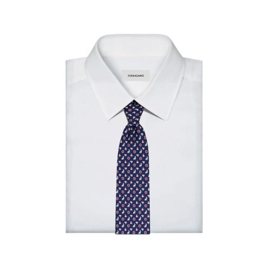 26FW 살바토레 페라가모 넥타이 351451 0794635 BLARO BLUE - SALVATORE FERRAGAMO