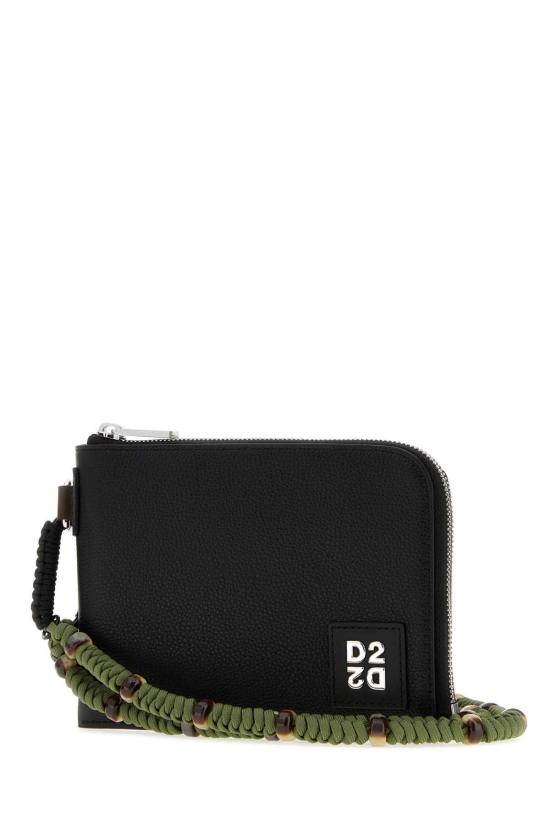  디스퀘어드2 지갑 Dsquared2 D2 업사이드 다운 가죽 클러치 블랙 - DSQUARED2