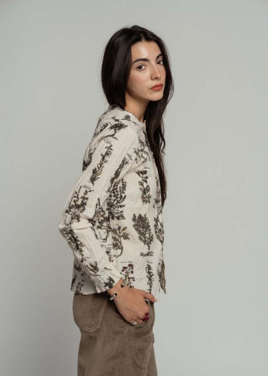  파드칼레 블라우스 Pas De Calais 허벌 프린트 러플  아이보리 - PAS DE CALAIS