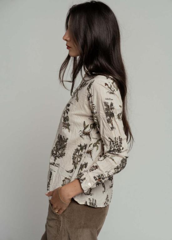  파드칼레 블라우스 Pas De Calais 허벌 프린트 러플  아이보리 - PAS DE CALAIS
