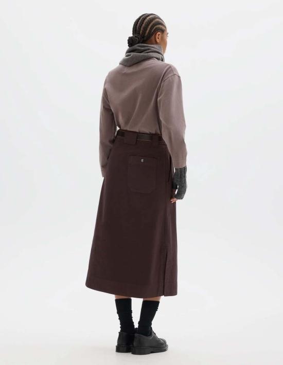  마가렛호웰 미디 스커트 Mhl By Margaret Howell 사이드 벤트 스커트, 불규칙 방적 면 소재 - MARGARET HOWELL