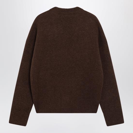 26FW 아미 빅 하트 로고 알파카 니트 가디건 UKC365KN0135 Brown - AMI