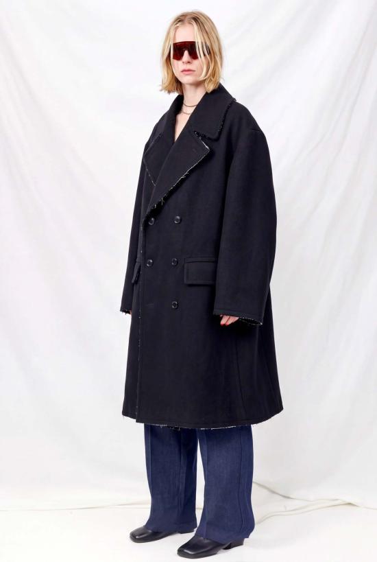  MM6 메종마르지엘라 코트 Mm6 메종 마르지엘라 로우 엣지 울 - MM6 MAISON MARGIELA