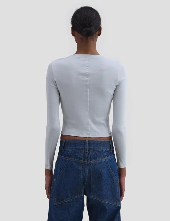  에크하우스 라타 민소매 티셔츠 Eckhaus Latta 랩핑 베이비 크루넥 - ECKHAUS LATTA