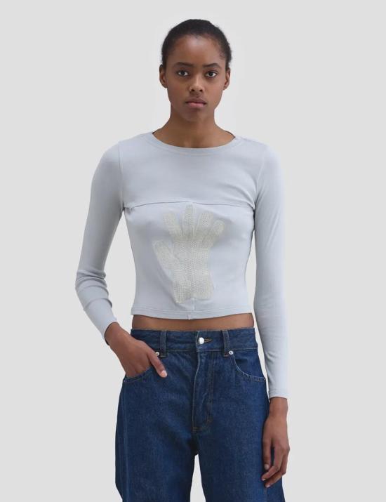  에크하우스 라타 민소매 티셔츠 Eckhaus Latta 랩핑 베이비 크루넥
