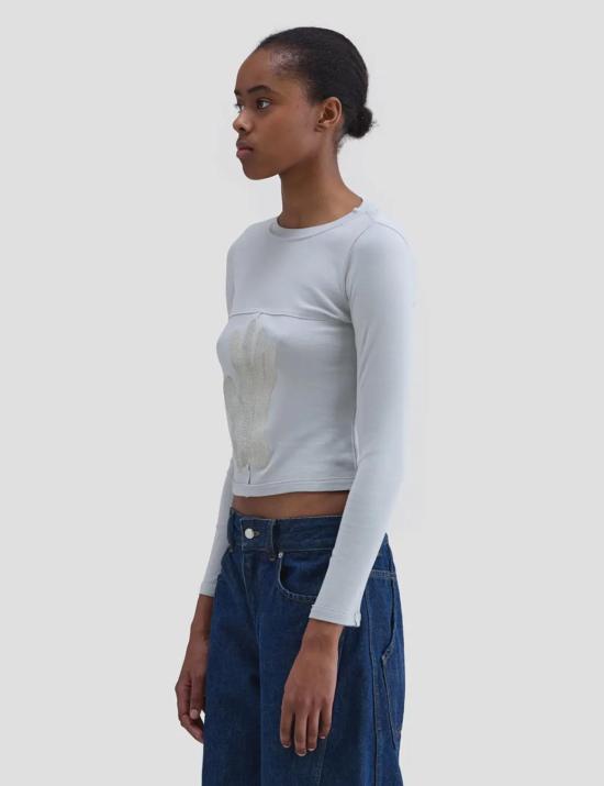  에크하우스 라타 민소매 티셔츠 Eckhaus Latta 랩핑 베이비 크루넥 - ECKHAUS LATTA