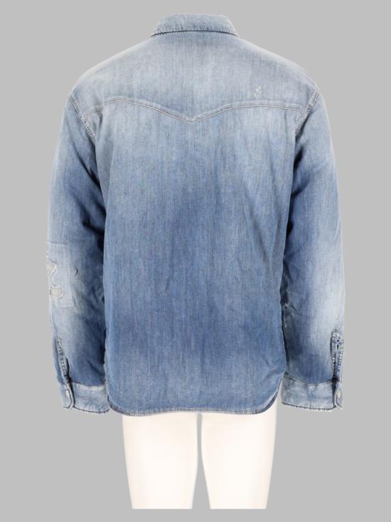  디스퀘어드2 데님 자켓 Dsquared2 미디엄 퍼펙토 퍼피 데님 셔츠 블루 - DSQUARED2