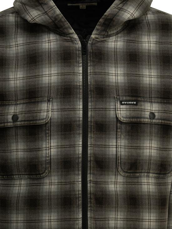 26FW 스투시 집 후디드 플래이드 셔츠 11103810002 CHARCOAL Grey - STUSSY