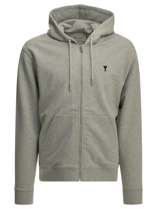 26FW 아미 스몰 하트 로고 코튼 후드 집업 HSW765 7300951 Grey