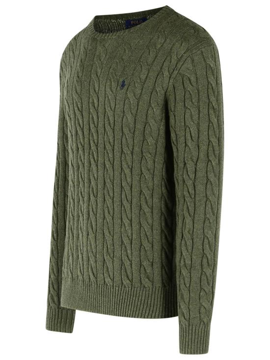 26FW 폴로 랄프로렌 로고 자수 케이블 니트 스웨터 710775885554 Green - POLO RALPH LAUREN